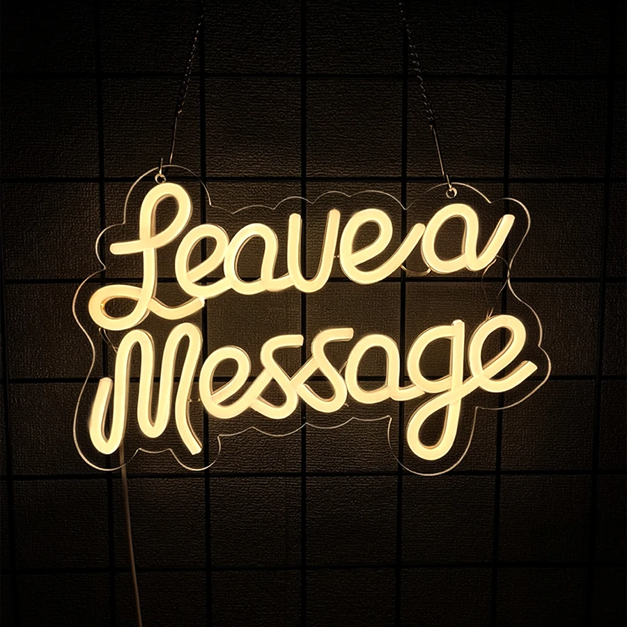 Leave A Message Led Neon Light Sign With Holder Base Guestbook Business Desk Table Wedding Reception Welcome Wall Decor Sign USB