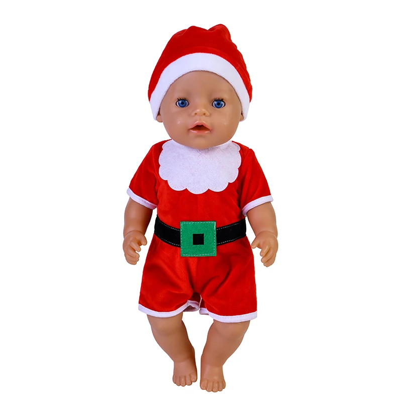 43cm Christmas Theme Doll Clothes 18 Inch Santa Claus Clothing For Fit American Girl Newborn Baby Born Christmas Halloween Gift