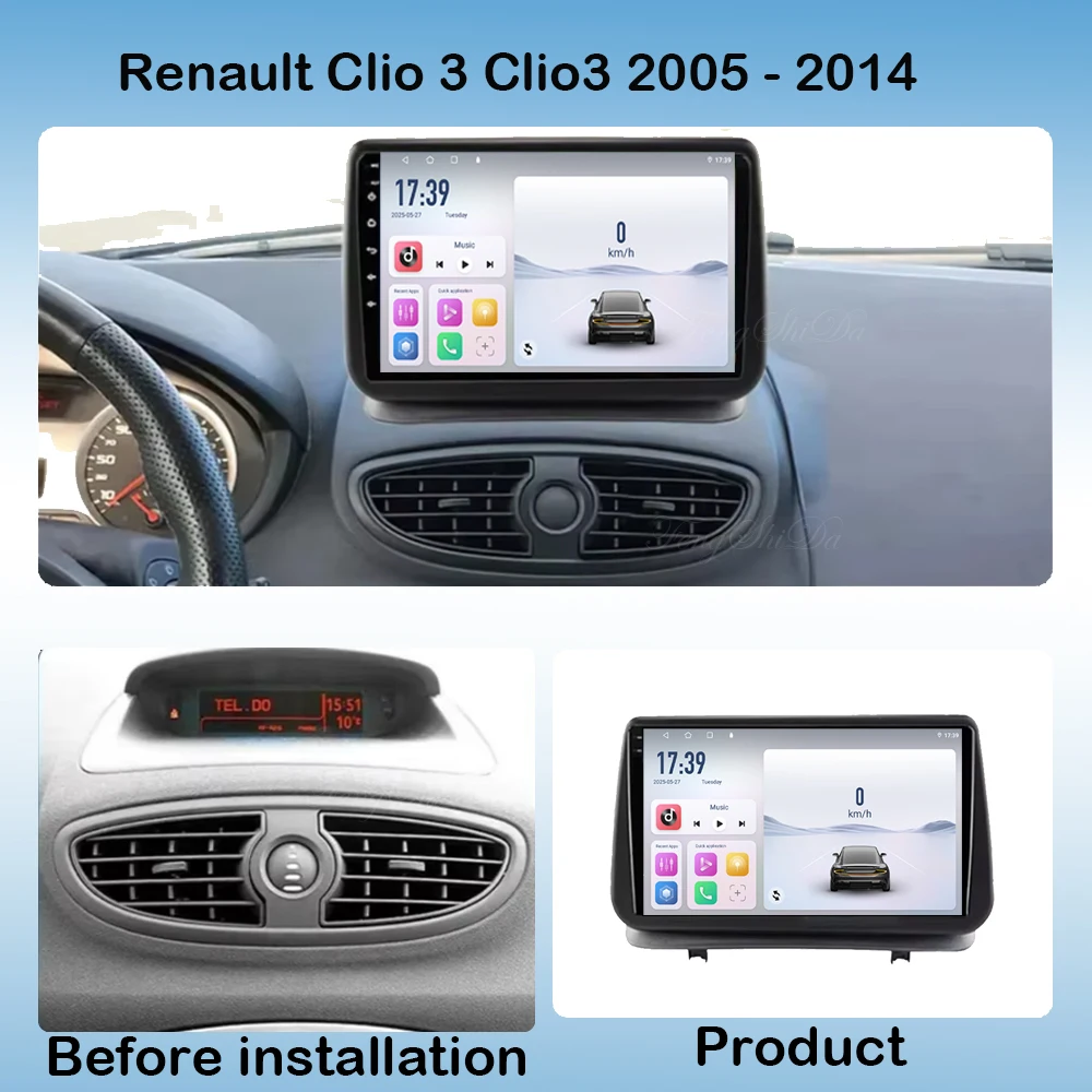 Android15 Video Player Carplay For Renault Clio 3 Clio3 2005- 2014 WIFI 4G DSP Stereo Multimedia Car Radio GPS High-performance
