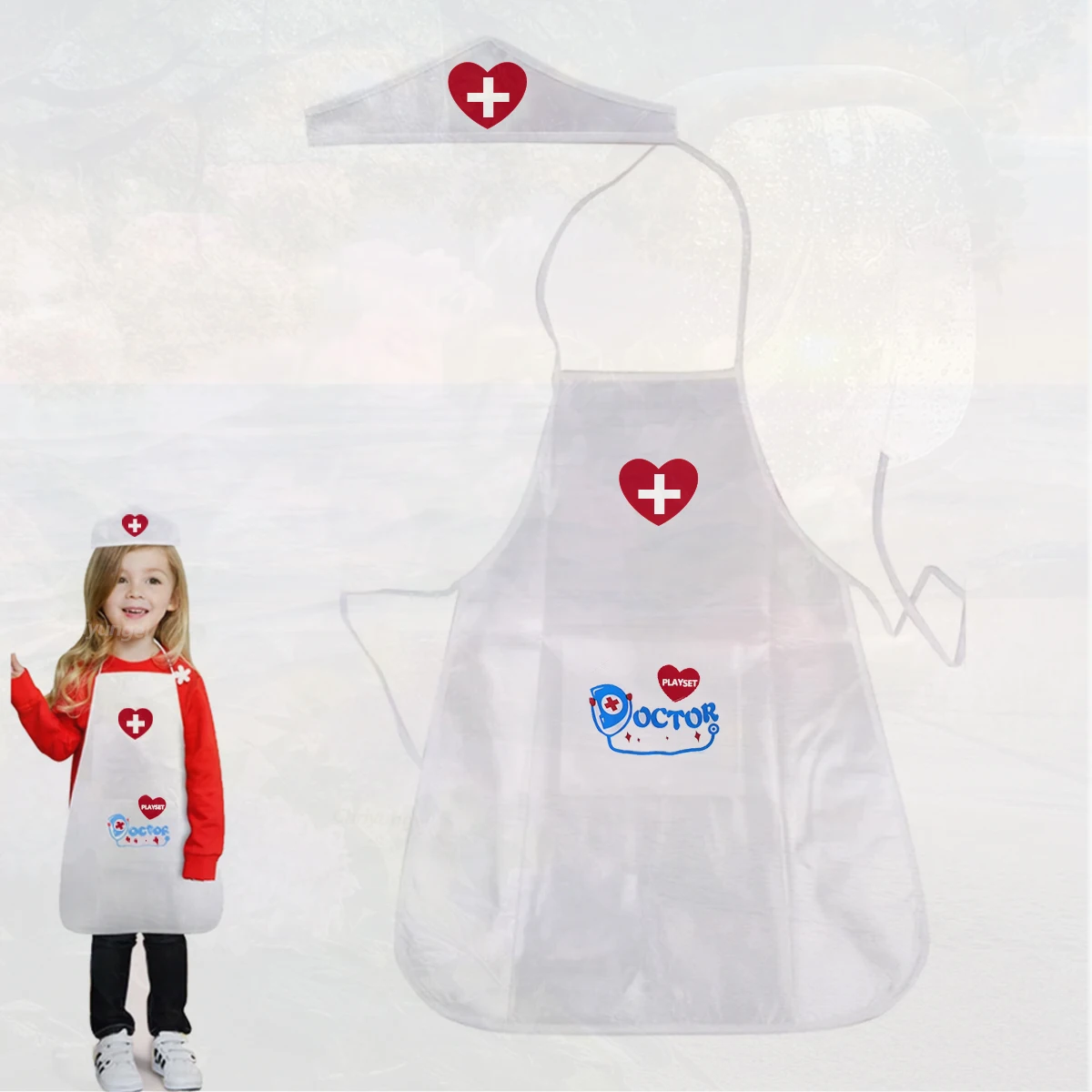 مجموعة مريلة وقبعة للعب دور الطبيب للأطفال، لعبة الطبيب التظاهري، فستان رياض الأطفال العائلي، زي تعليمي للأولاد والبنات #4