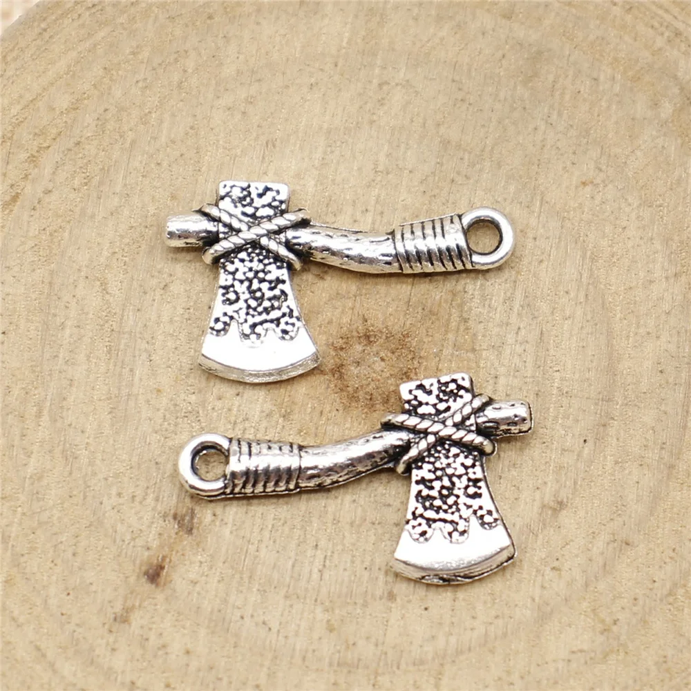 WYSIWYG 10pcs 22x14mm Ax Charm Pendants For Jewelry Making Antique Silver Color Ax Pendants Charm