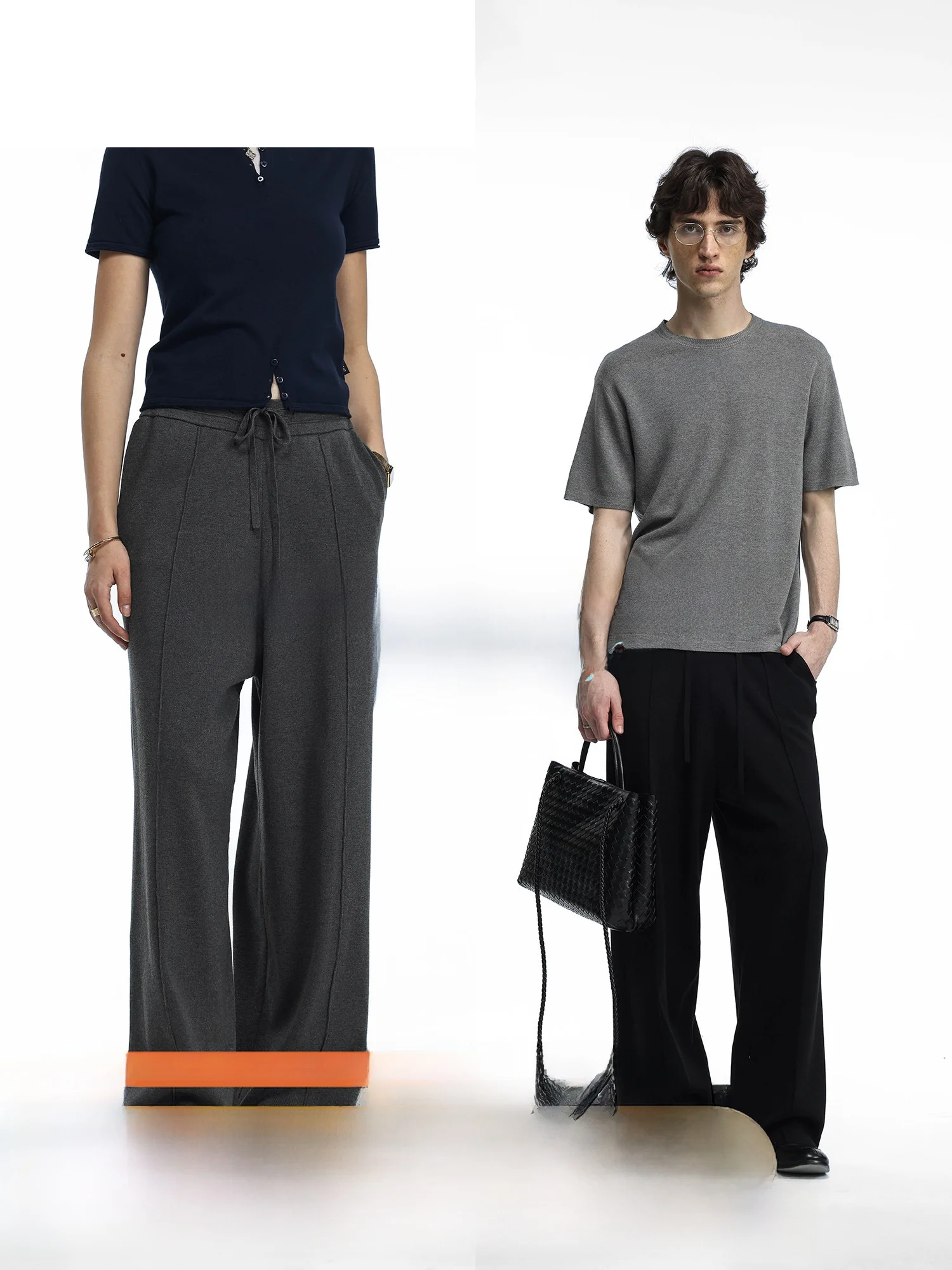 

Adjustable Elastic Waist Casual Pants Straight Leg Knitted Drapey Loose Fit Young Men's Commute Style Lenzing Lyocell Fiber
