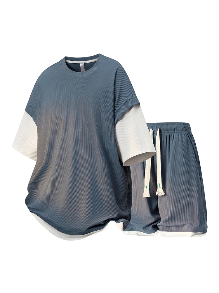 2025 New Men's Casual Sportswear Set Thin Breathable Loose ort Sve orts Two-Piece Set Faionable Brand T-irt Polyester