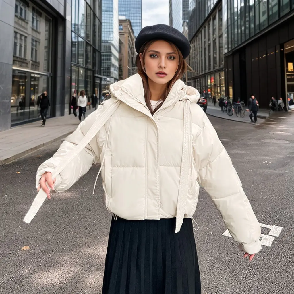 

Зимнее пуховое женское пальто на хлопковой подкладке, короткое высококачественное дизайнерское утолщенное маленькое пальто