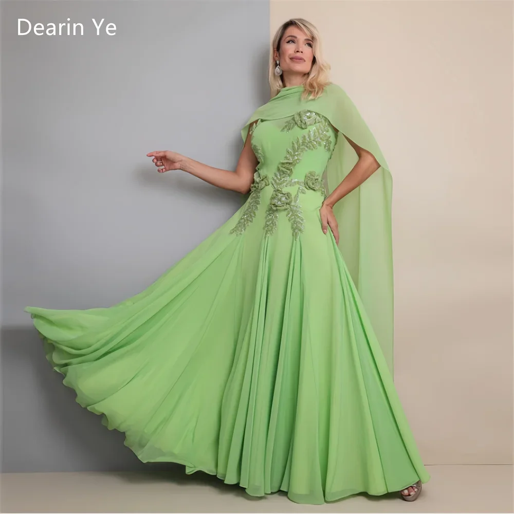 Vestido Formal personalizado para graduación, joya Dearin, corte en A, largo hasta el suelo, estola plegable, vestidos para ocasiones a medida, vestido de noche de Arabia Saudita