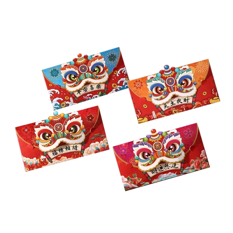 E15d 4PCS 종이 붉은 색 2025 년 뱀 년을위한 중국 조디악 머니 패킷