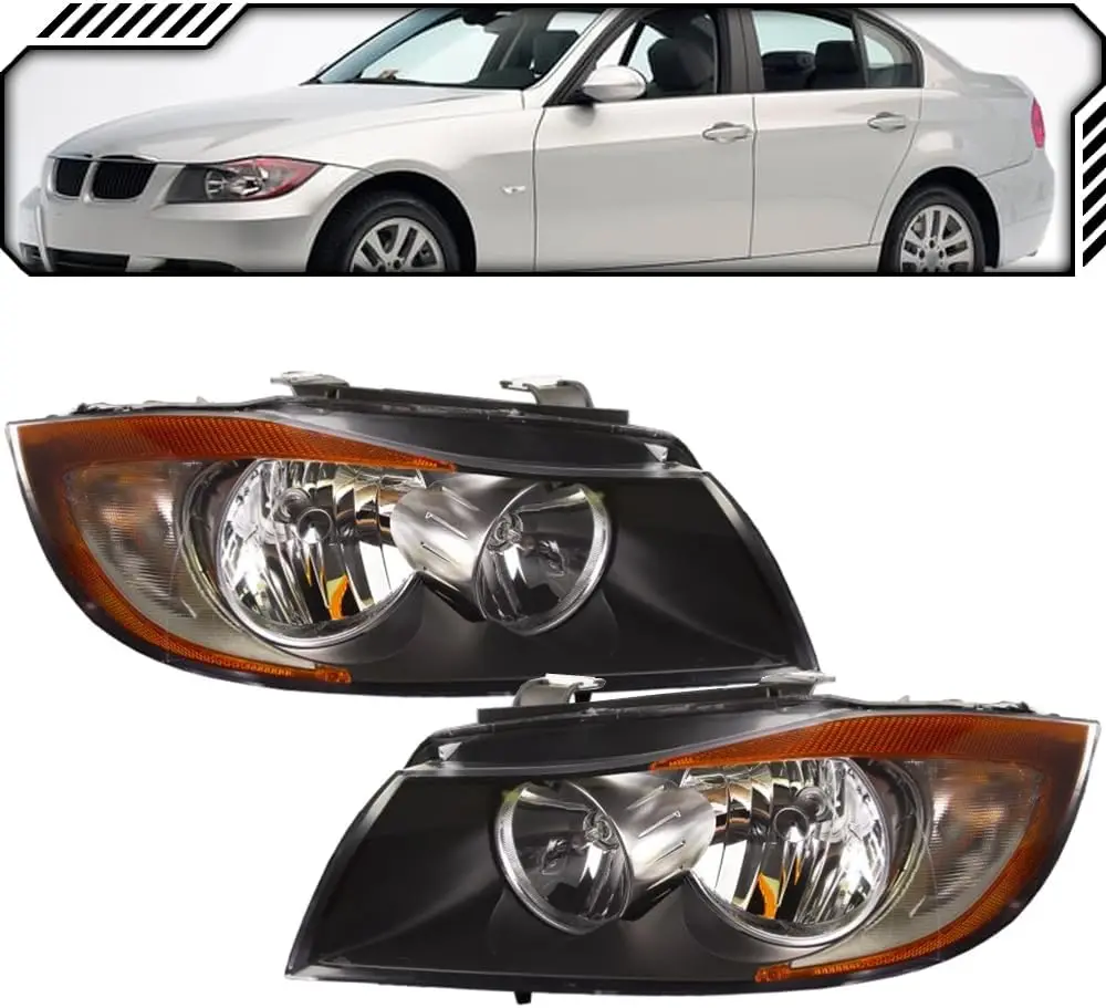 

OE Style Halogen Headlights Assembly Replacement for BMW 06-08 323i 325i 07-08 328i 335i [ BM2502133 BM2503134 63116942725 63116