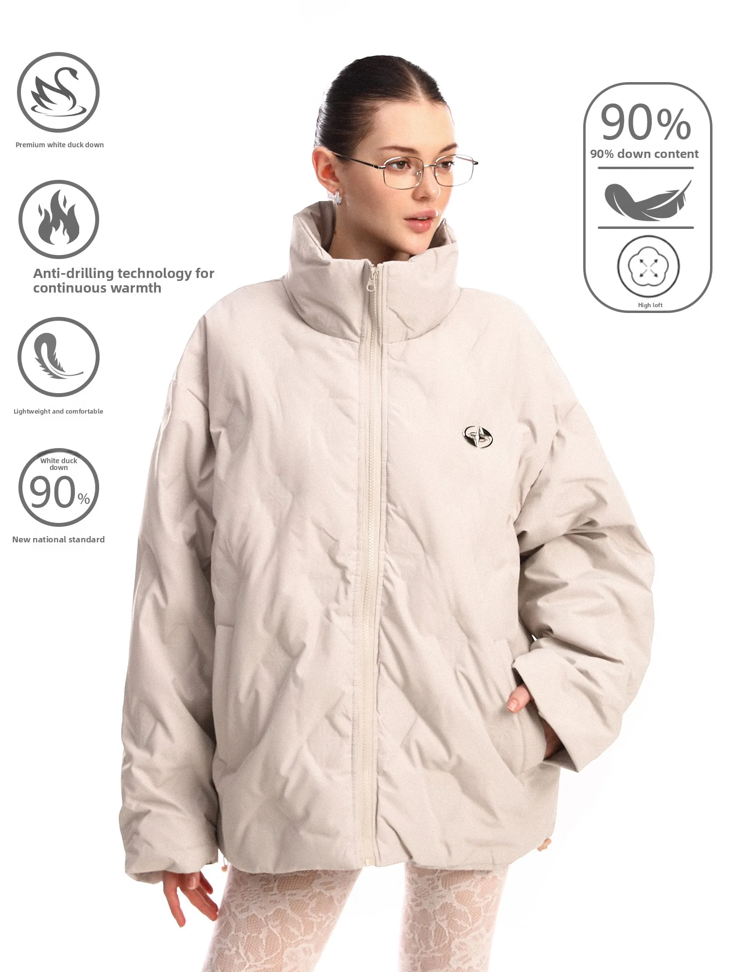 

Женская легкая свободная пуховая куртка с воротником-стойкой, теплая, из хлопка, для зимы, модная, для повседневной носки