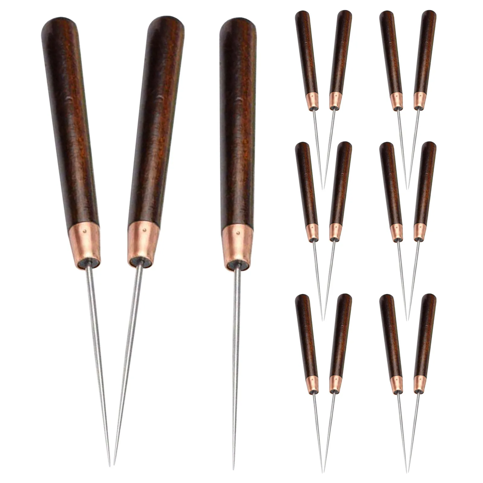 

Набор из 15 тонких пробойников с деревянными ручками, многофункциональный инструмент для шитья, портновских работ, работы с кожей, деревообработки, пробивки отверстий, ручного шитья