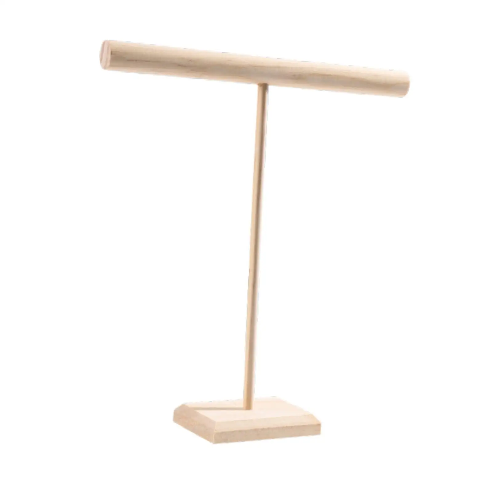 T Shape Bar Jewelry Display Stand Jewelry Organizer Stable Tabletop Practical Multipurpose Wood Necklace Holder for Necklaces