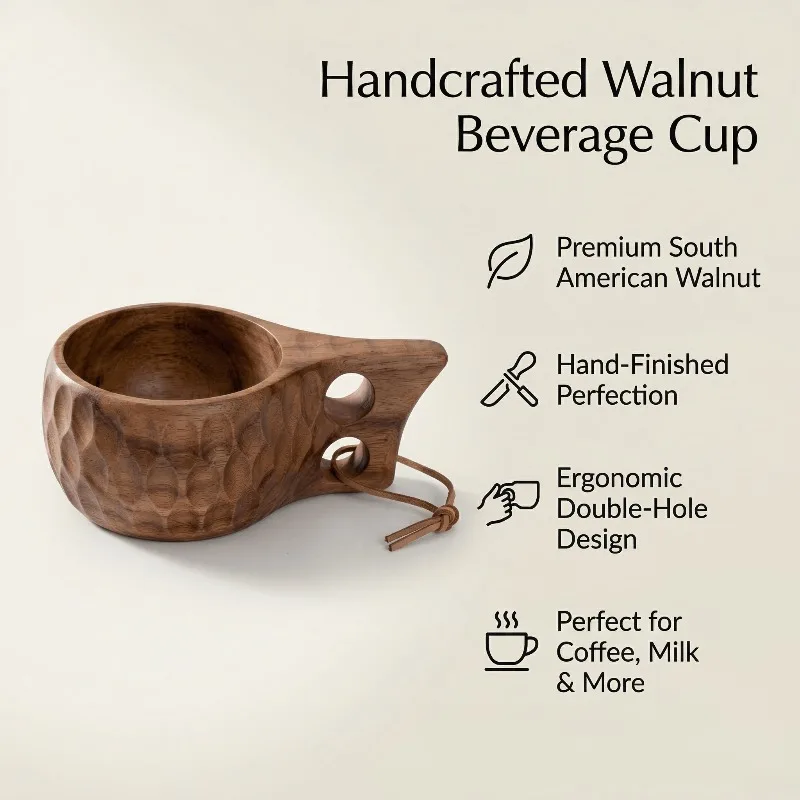 Acacia Wood Kuksa Camping Mug 200/400ml Portable Outdoor Coffee Tea Milk Cup Finnish Wooden Cup Bushcraft Kitchen Accessory