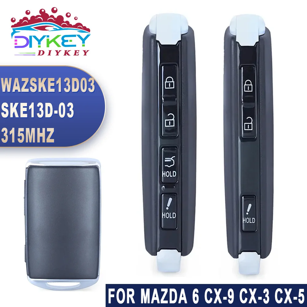 DIYKEY SKE13D-03 WAZSKE13D03 Do Mazda 6 CX-9 CX-5 MX-5 MIATA 2019 2020 2021 2022 315 MHz ID49 Chip Key Remote Fob Smart Card