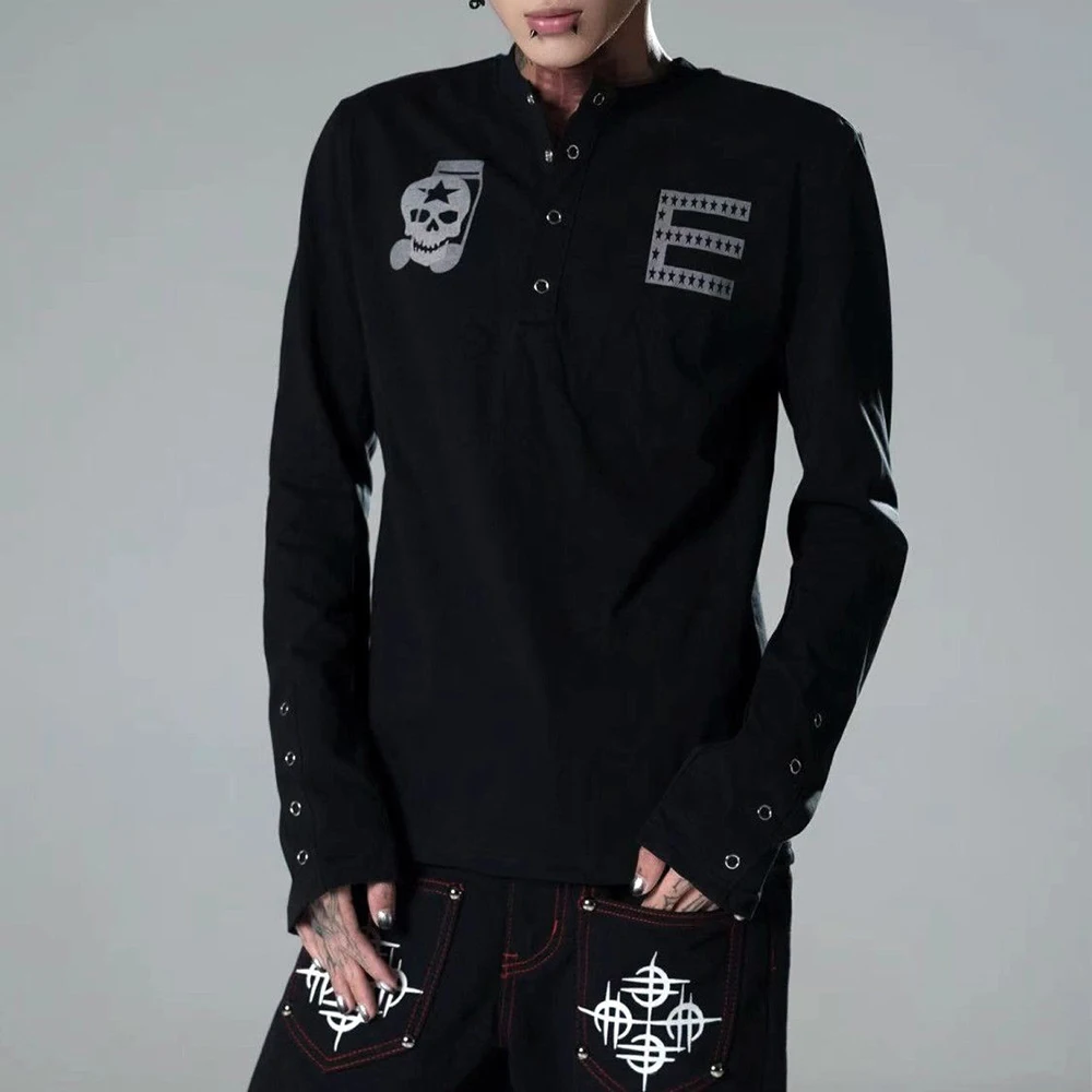 

Новая зимняя футболка с длинными рукавами и графикой Y2K, унисекс, американский ретро-модный тренд, уличный хип-хоп, свободный повседневный нишевый мужской топ