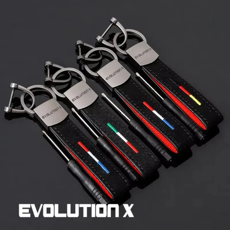 Car Keychain Styling Suede Keyring Holder Pendant for Mitsubishi Evolution X Logo Pajero L200 Eclipse Montero Ralliart Galant