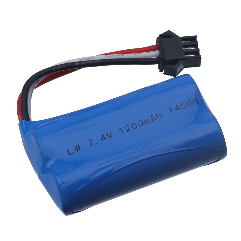 Batería de iones de litio para juguetes eléctricos, piezas de repuesto para pistola de balas de agua, 14500 V, 7,4 mah, cargador USB para coches