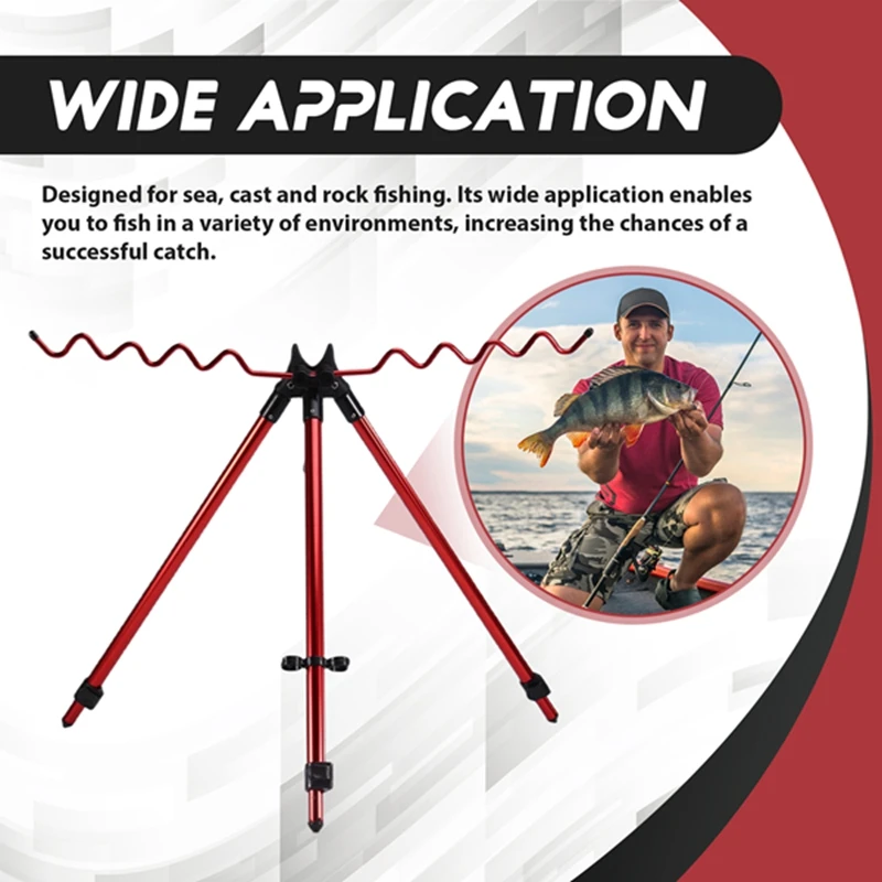 قضبان الصيد ترايبود للطي الصيد رود حامل دعم 8 الأخدود سبائك الألومنيوم قصبة صيد خشبية حامل لملحقات الصيد