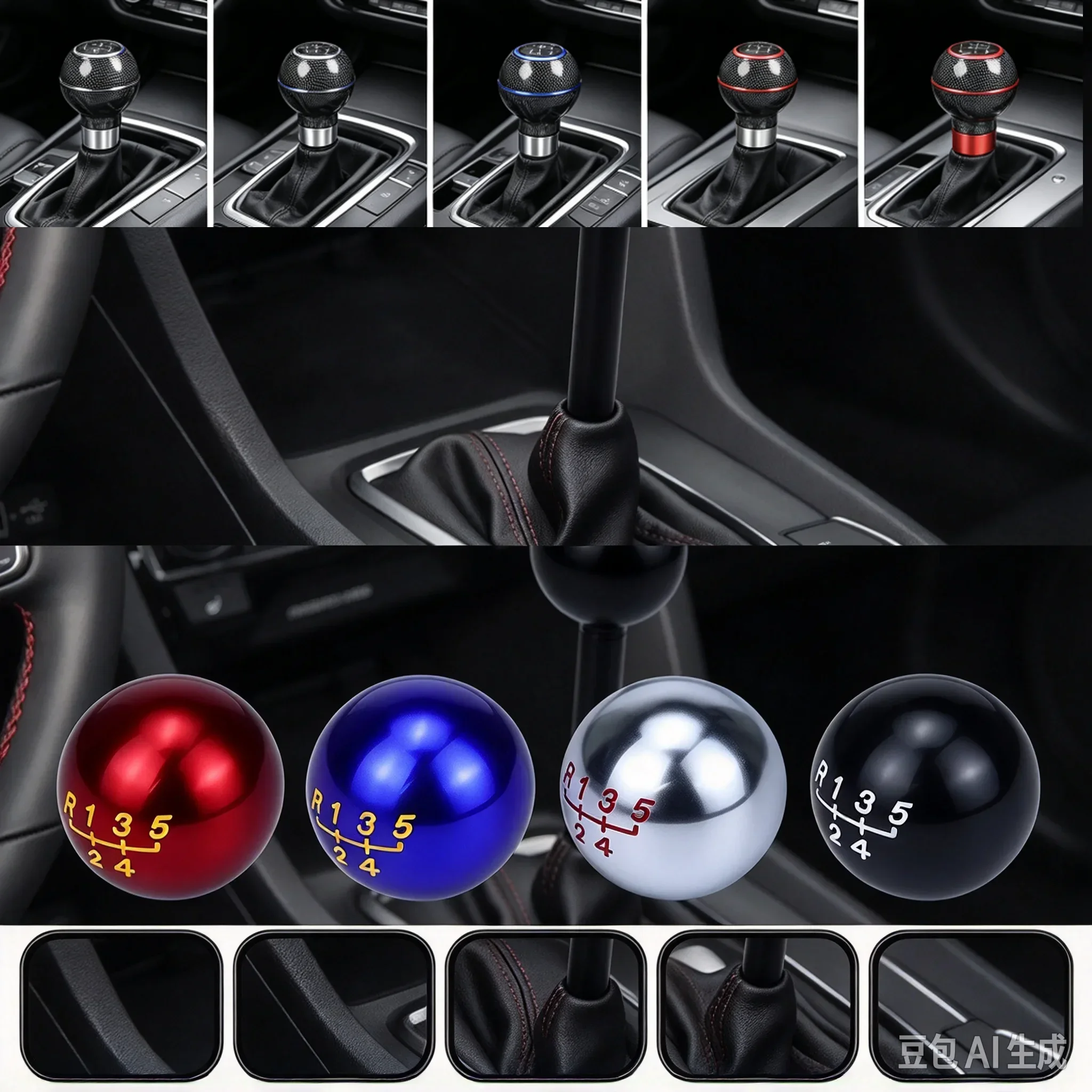 Universal 5 6 Speed Car Aluminum Manual Gear Shift Knob Stick MT AT Gearstick Lever Shifter Knob
