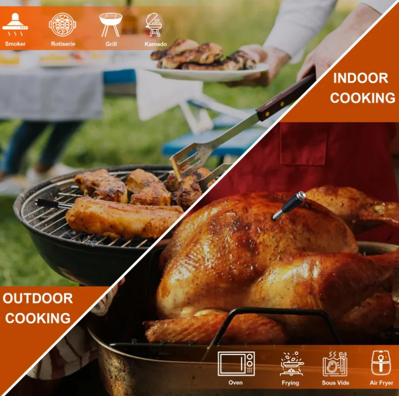 ميزان حرارة اللحوم الذكي اللاسلكي بتقنية البلوتوث للشواء، ميزان حرارة طعام اللحوم بالزنبرك