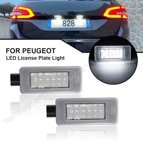 Lampe LED pour plaque d'immatriculation, 2 pièces, pour citroën C3 MK3 C4 C5, Peugeot 207 CC 208 2008 308 II T9 Hatchback SW 3008