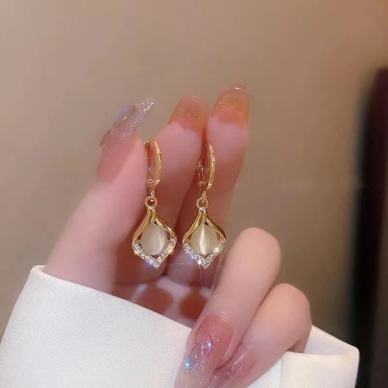 Vintage Brown Resin Tiger Eye Stone Dangle Earrings For Women Handmade Beads Earrings Personality Maillard Color Jewelry ﻿