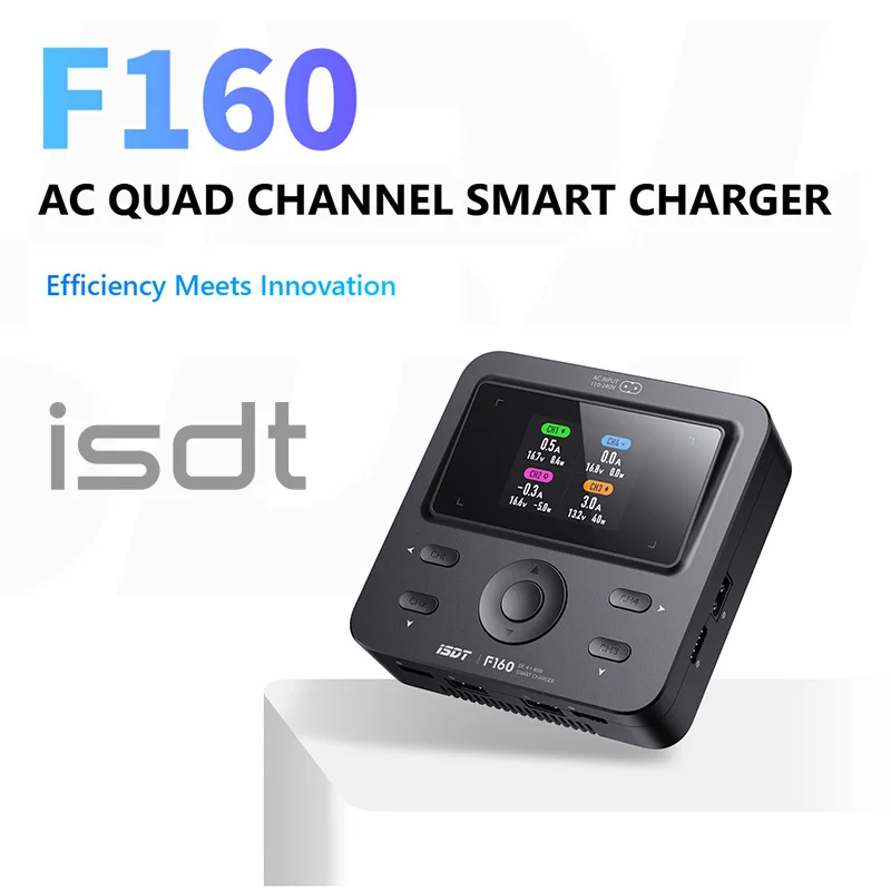 ISDT F160 AC Quad Channel Smart Charger 4×40W AC 110-240V Lipo LiHV Li-ion NiMH Battery Charger Discharger for RC Drone Car Boat