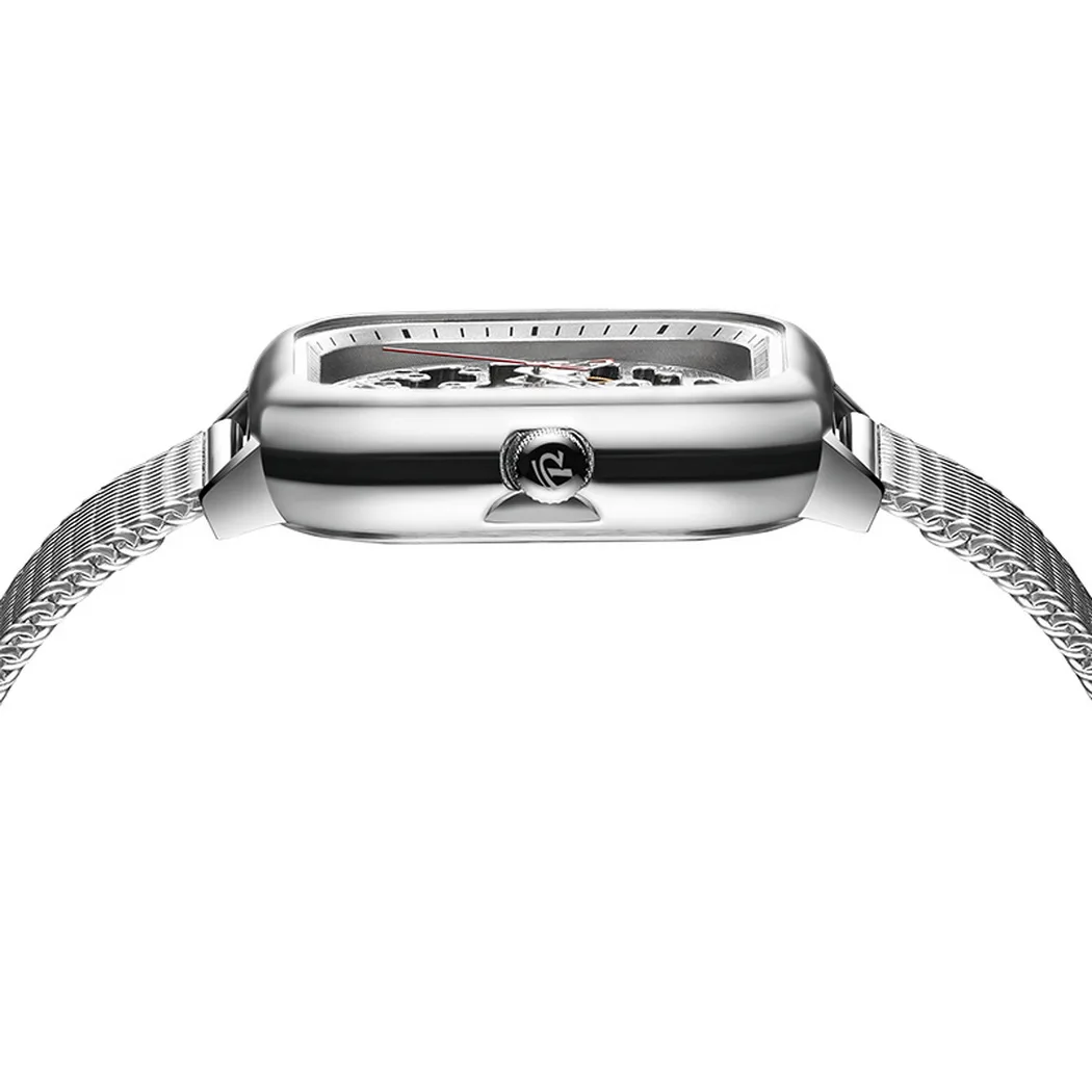 Reef Tiger Men นาฬิกาอัตโนมัติ 44 มม.นาฬิกาข้อมือ 50M กันน้ํา Lume Sapphire Mirror Hollow OUT Dial