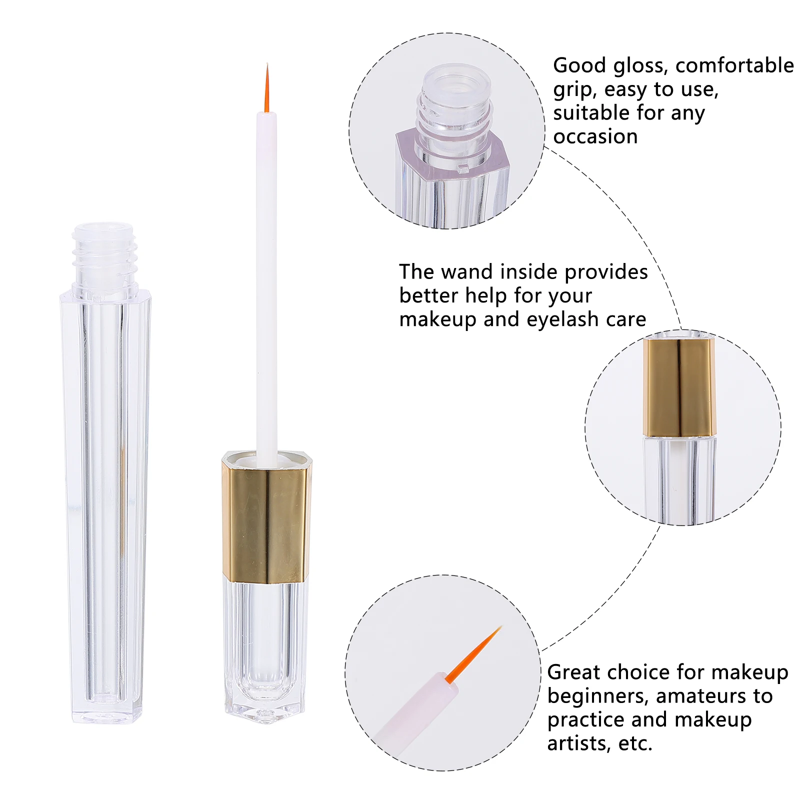 

5 Pcs Eyelash Growth Liquid Vials Refillable Mascara Tubes Durable Eco Friendly Odorless Glossy Grip Easy Use Makeup Tools Serum