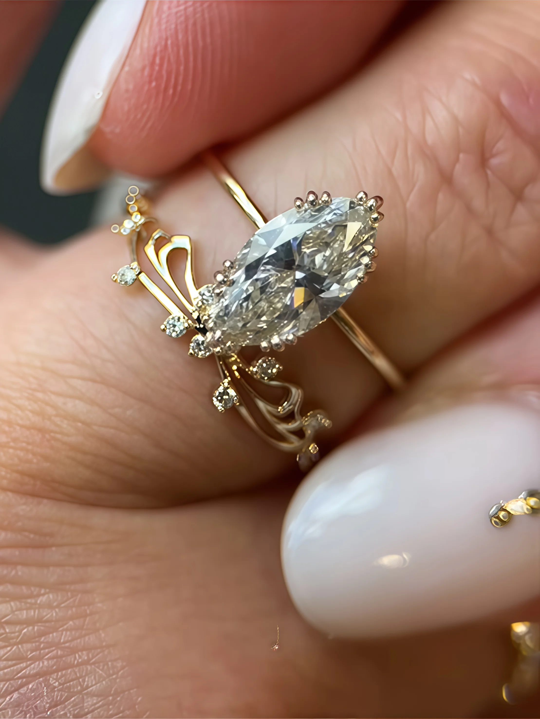 

Набор колец из стерлингового серебра 925 пробы, 2 карата, 2 карата, Муассанит маркизы, изысканные ювелирные изделия, подходящие для подарка, индивидуальность и мода