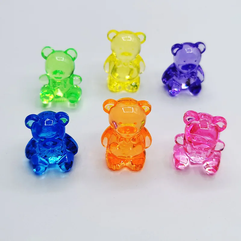 Camal 10pcs Colorful Acrylic Decorative Bear Shaped DIY Ornament Children's Amusement Park Child Cartoon Toy Gemstone Decoration