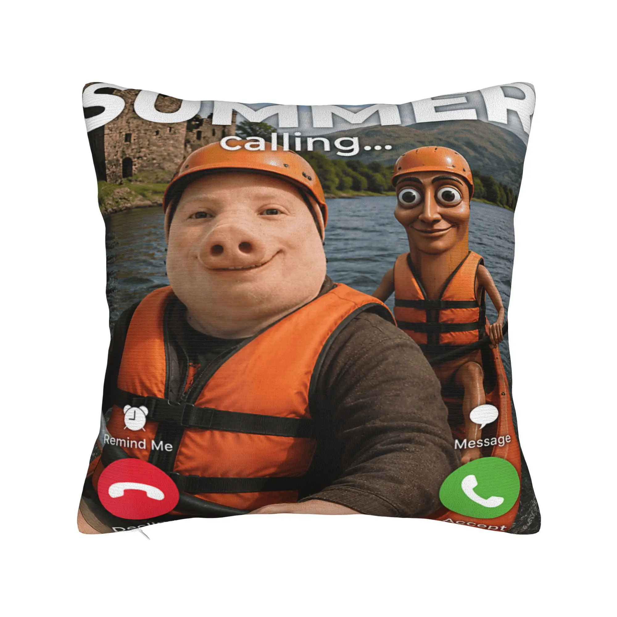 Pillow Cover Summer Calling John Pork Tung Sahur Kayaking Kayak AI Meme  Morden Pillow Case For Sofa Home Decor Pillowcases