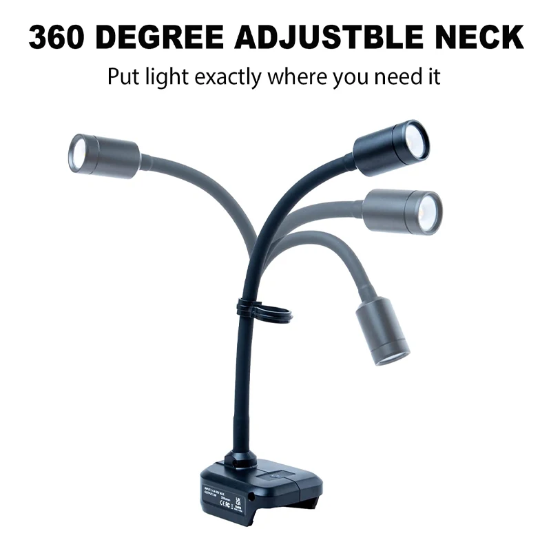 Imagem -05 - Portátil Máquina Trabalho Lâmpada Flexível Gooseneck Led Luz para Maikta 18v Li-ion Bateria para Bancada Torno Candeeiro de Mesa Peças