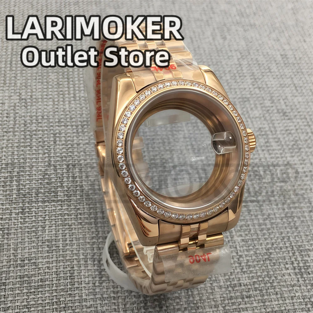 LARIMOKER Watch Case 36MM/39MM Diamond Decorated Stainless Steel Case Sapphire Glass forNH35 ETA2836 Miyota DG ETA PT5000movemen