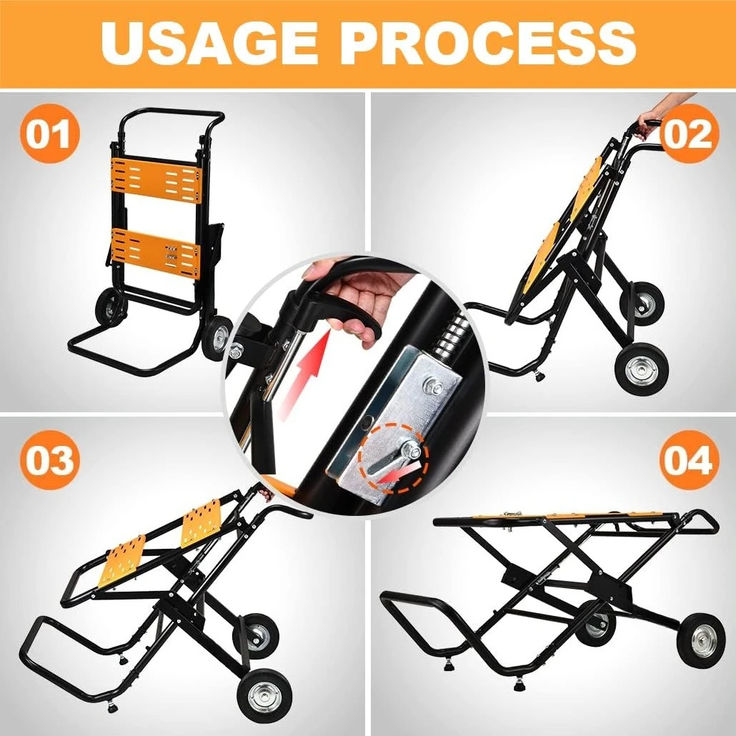 Портативная настольная пила ZZH, грузоподъемность 330 фунтов, складной настольный пильный столик с 8-дюймовыми колесами, сверхмощная конструкция