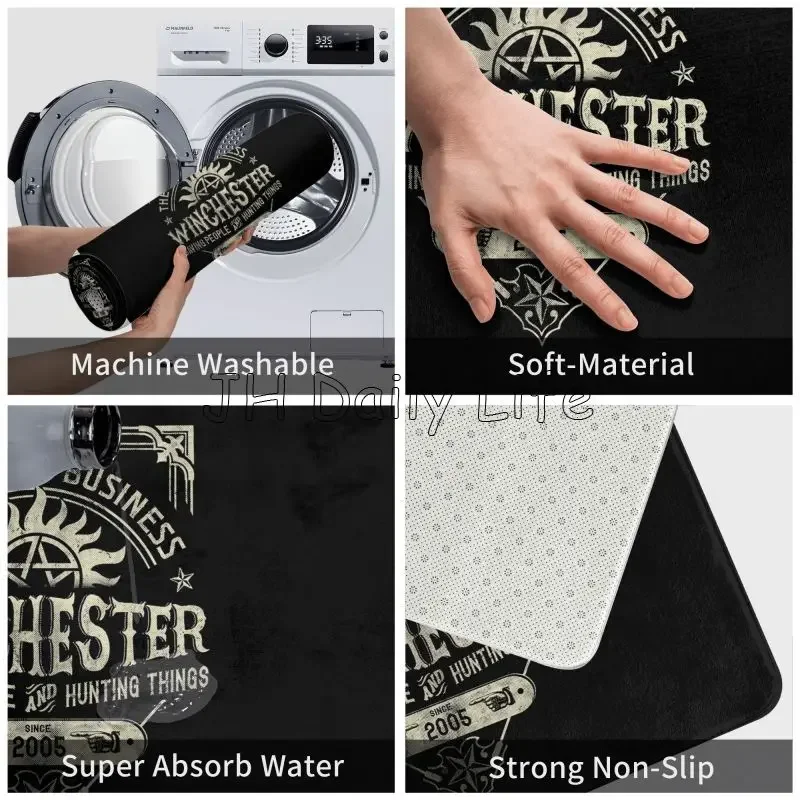 A Very Winchester Business Supernatural Doormat Washable Entryway Non-Slip Floormat for Porch Patio Living Room Bedroom Bathroom