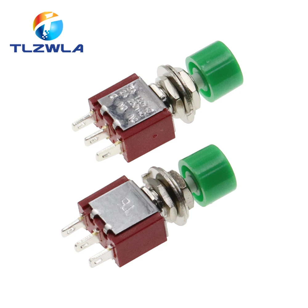 5PCS 3Pin C-NO-NC 6MM Mini Momentary Automatische rückkehr Push Button Schalter EIN-(EIN) 2A 250VAC/5A 120VAC