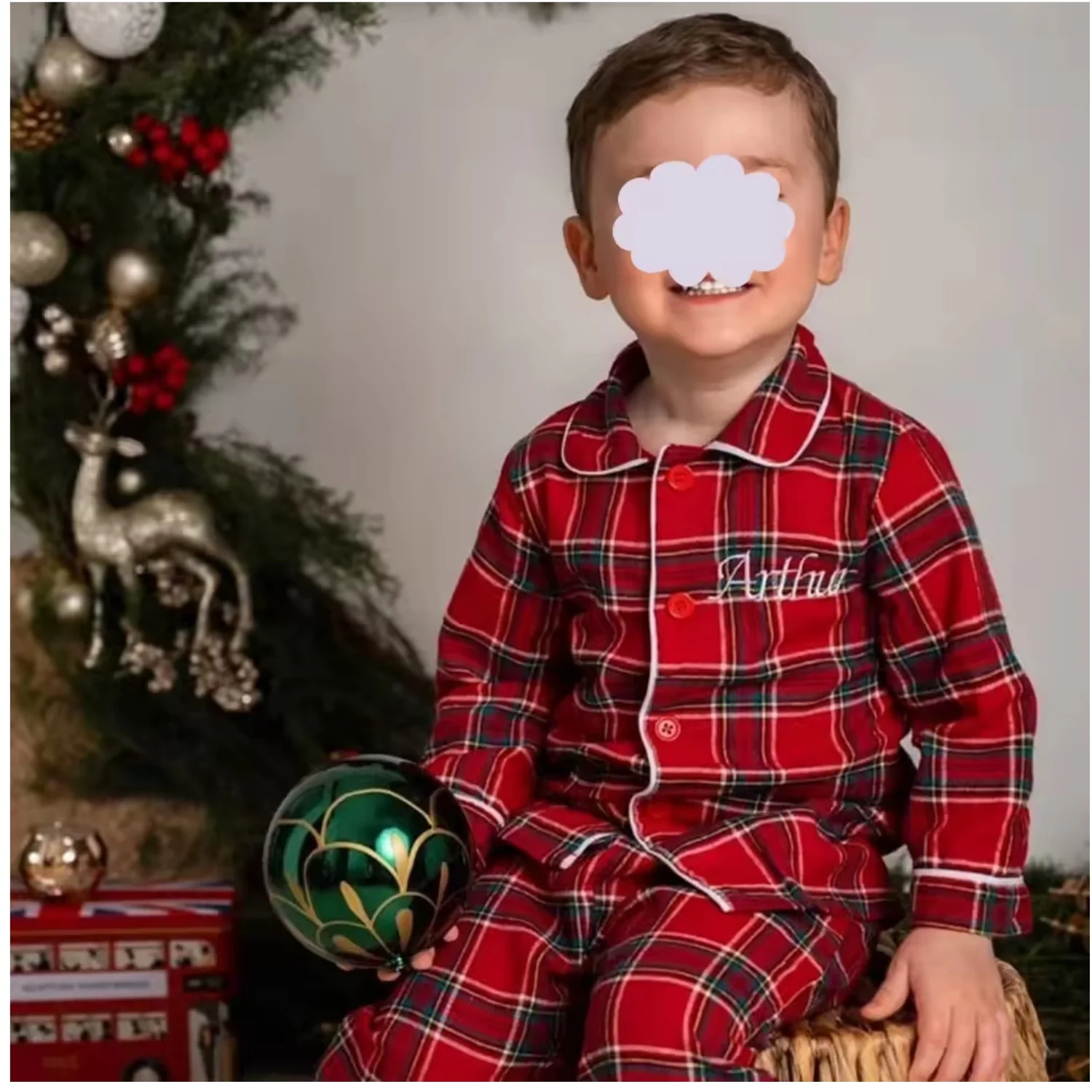 Kids red plaid pajamas baby boy and girl pajamas flannel family matching Christmas pyjamas sets