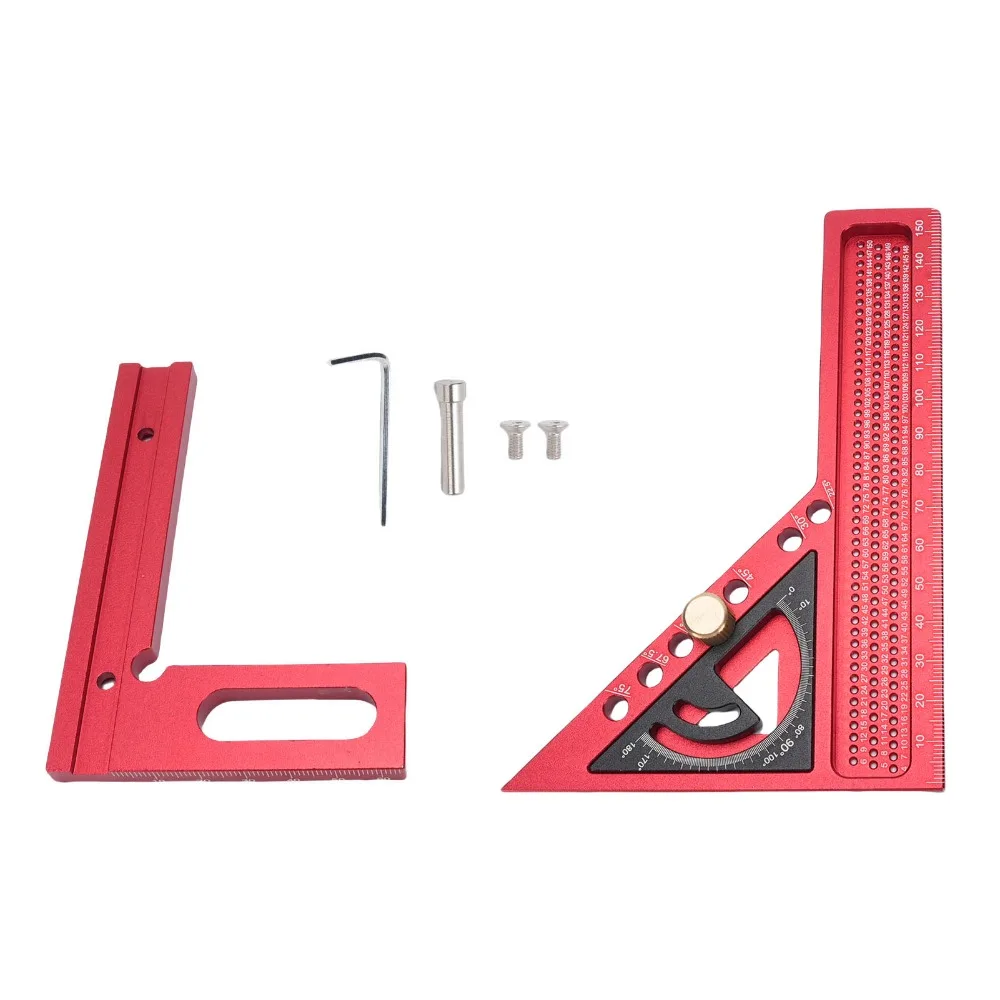 0-180° Adjustable Measuring Square Ruler Angle Pin Red And Black Color Aluminum Alloy Ruler Multi Angle Anodized Finish