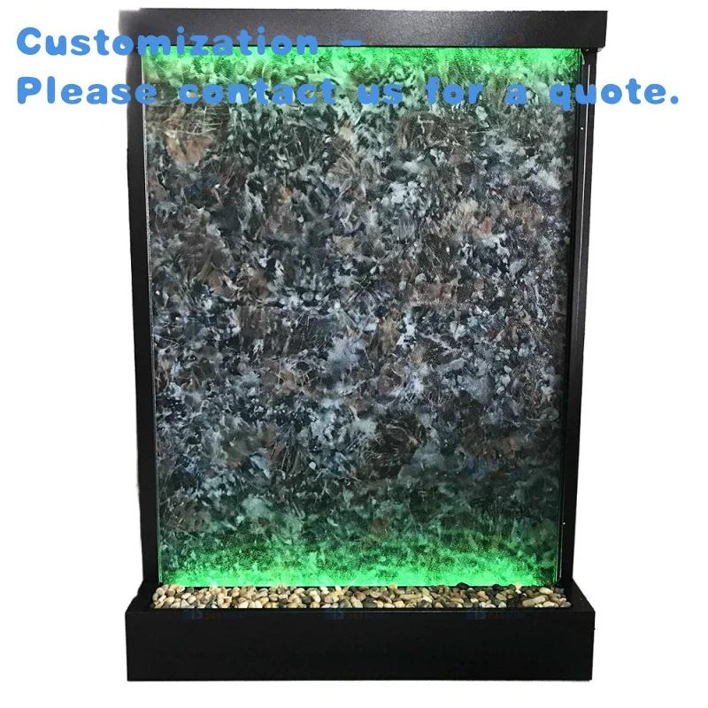 

custom.Indoor Home Decorative Waterfall Fountain Metal Artificial Glass Wall Feature with Light Garden Ornaments Decor