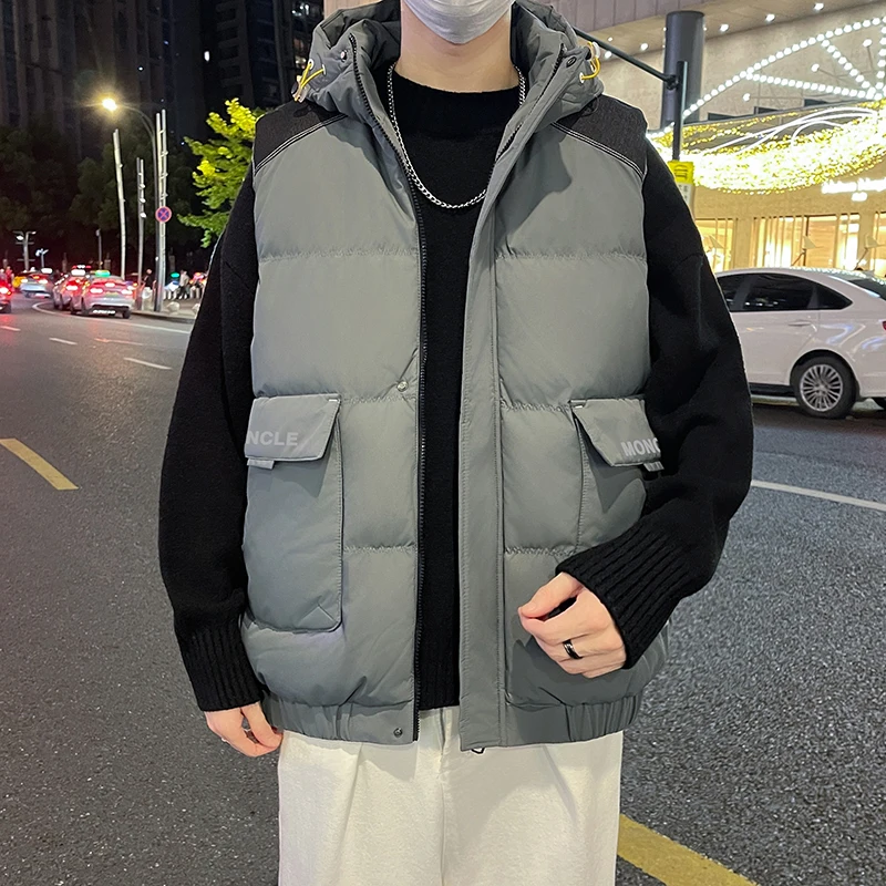 L-8XL Big GlaKorean Edition ChimBrand fibroptics Down Cotton Warm Men's Hoodie Automne et Hiver Mode