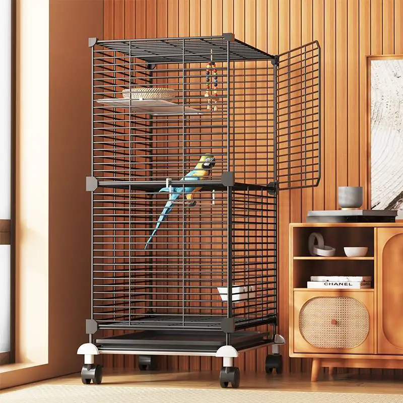 

Large Bird Cage for Cockatiel Spacious Metal Aviary with Stand Easy Clean Bird Nests Indoor Flight House with Detachable Panel