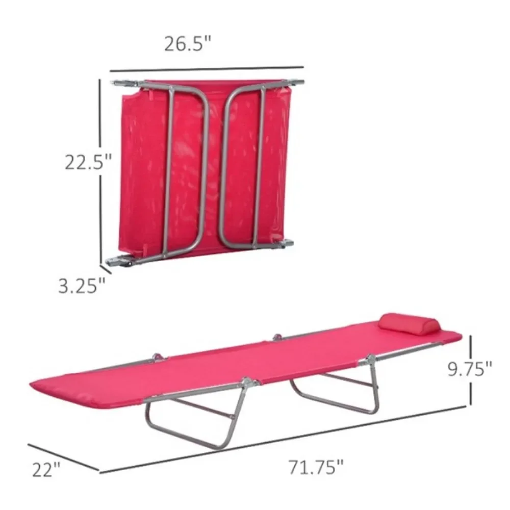 Fold-out recliner/beach chair load-bearing, waterproof powder-coated steel foldable design for easy transport of headrests