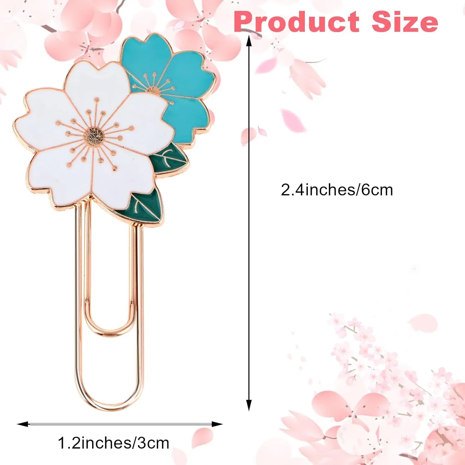 7PCS Cherry Blossom Bookmark, Cute Girly Metal Sakura Fancy Paper Clips, Sunflower Daisy Paperclip Planner Accessories for Teach