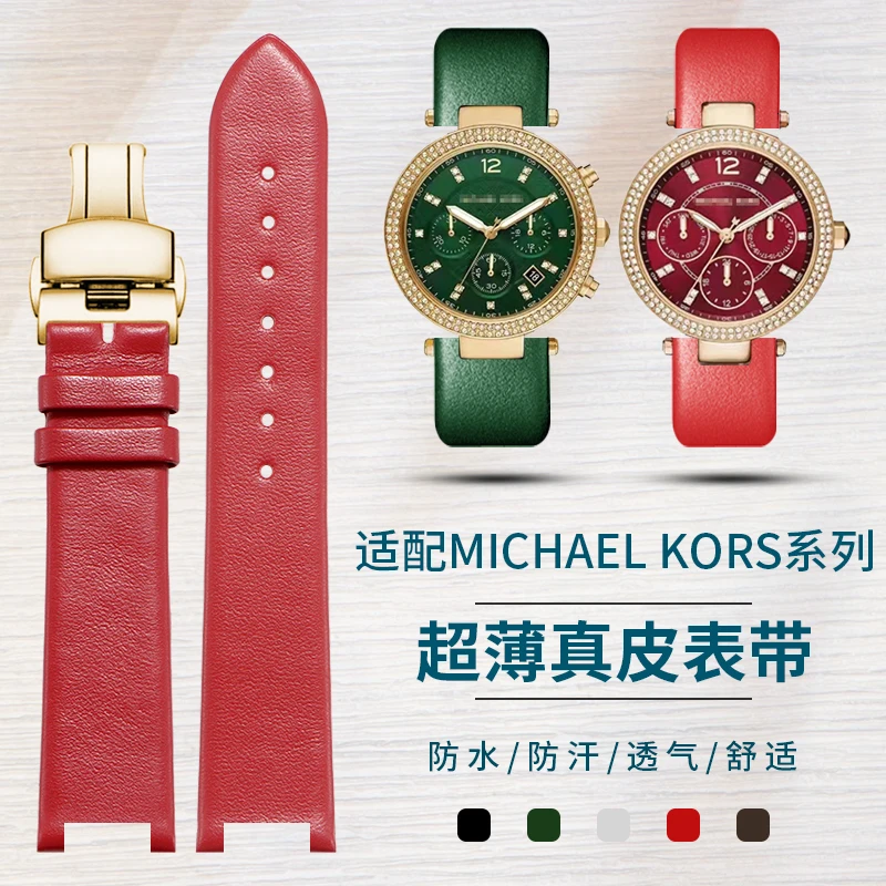 Para relojes Michael Kors para mujer MK Starry Night correa de repuesto de cuero de vaca con muescas correa de apertura rápida