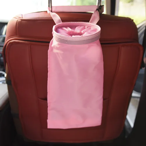 Imagen 2 del producto Cubo de basura para coche, bolsa de basura negra de tela Oxford, bolsa de almacenamiento para asiento trasero colgante, organizador de cubo de basura, accesorios interiores para coche