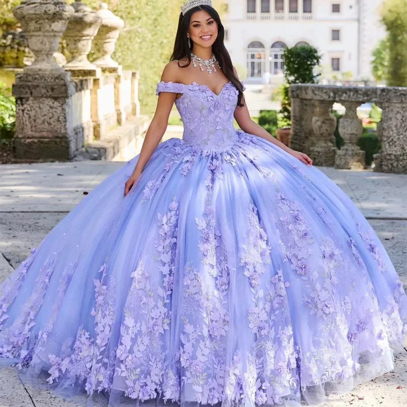 Angelsbridep Lavender Ball Gown Quinceanera Dresses Off Shoulder Vestidos De 15 Anos Formal Birthday Princess Party Customized