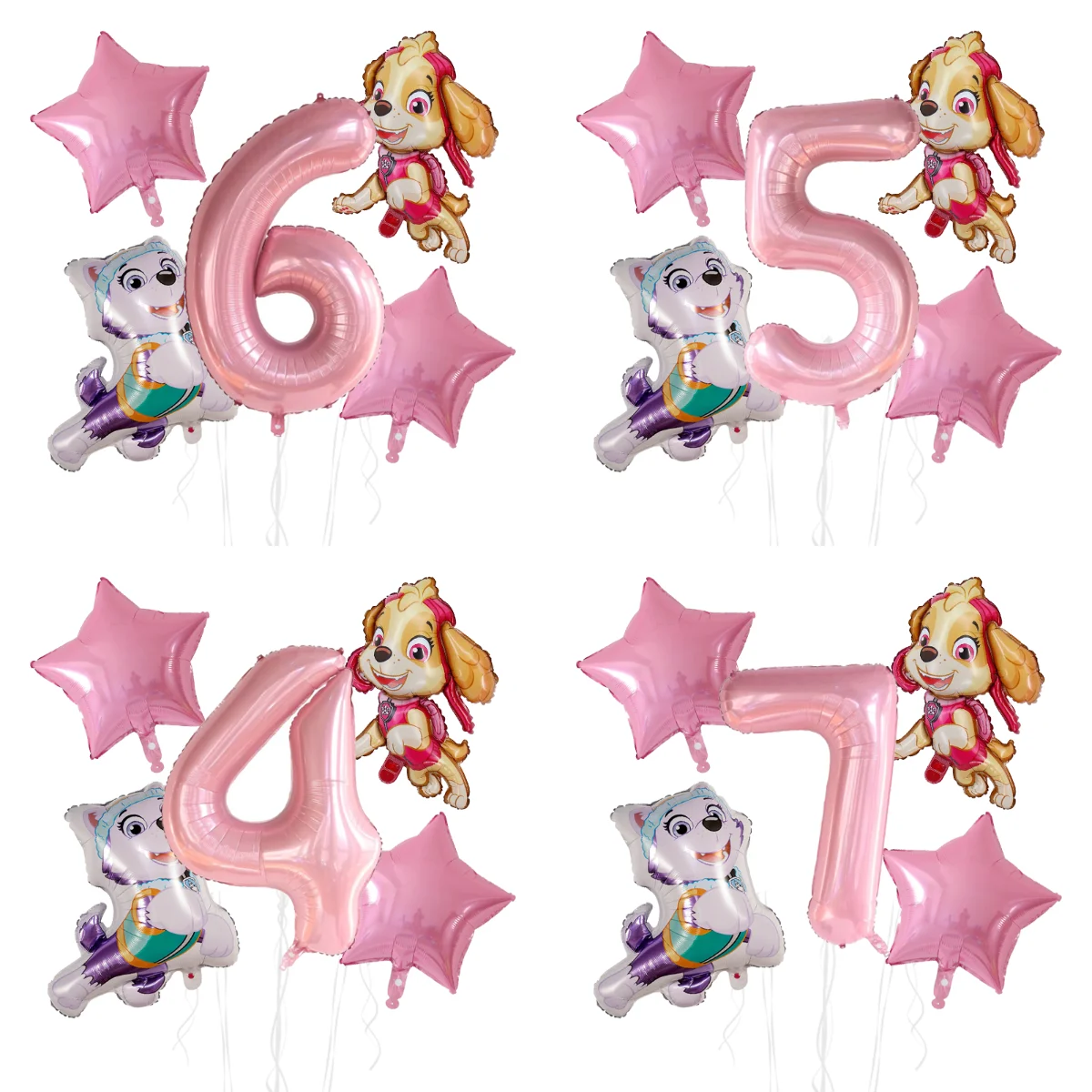 Juego de 5 Globos de Aluminio con Diseño de Patrulla Canina, Número de Cumpleaños, para Decoración de Fiestas Infantiles, Regalos para Baby Shower