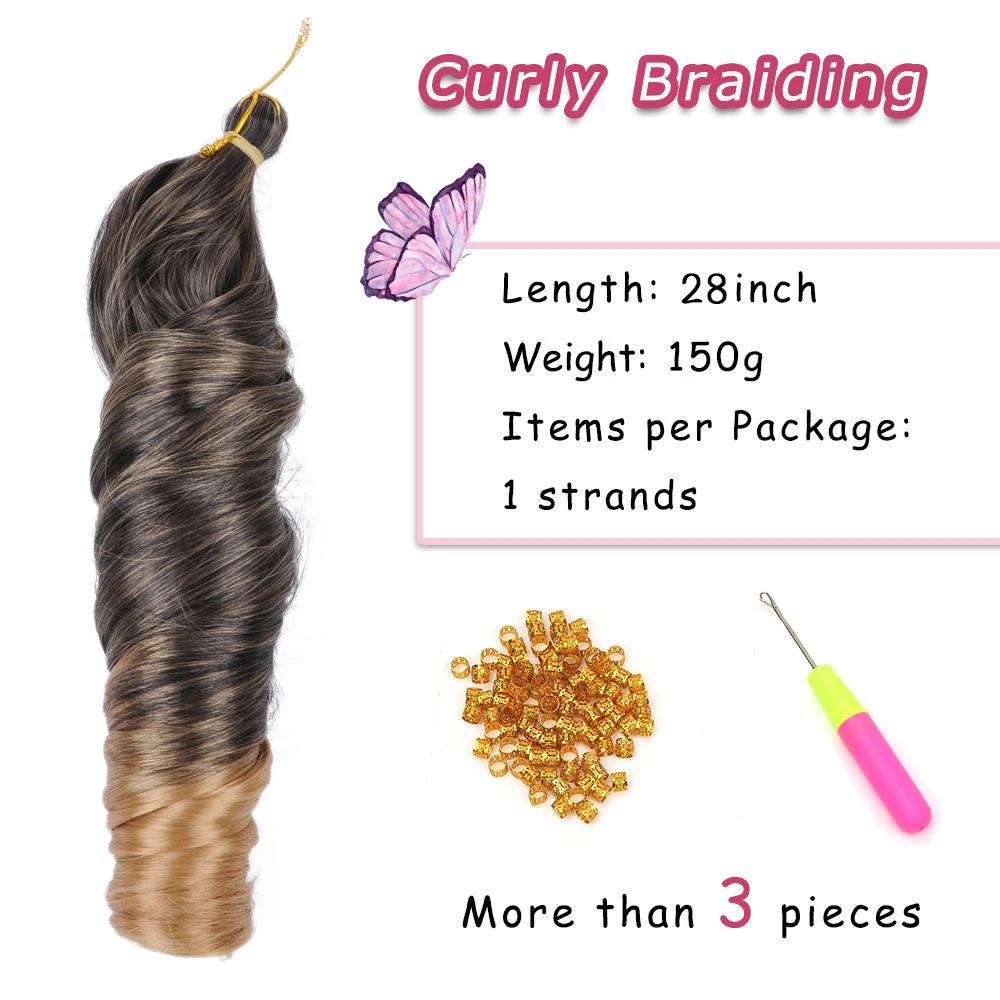 French Curls Synthetic Crochet Braid Hair Extensions Yaki Pony Style Wavy Afro Loose Natural Hair Curly Braiding Hair Hook Braid