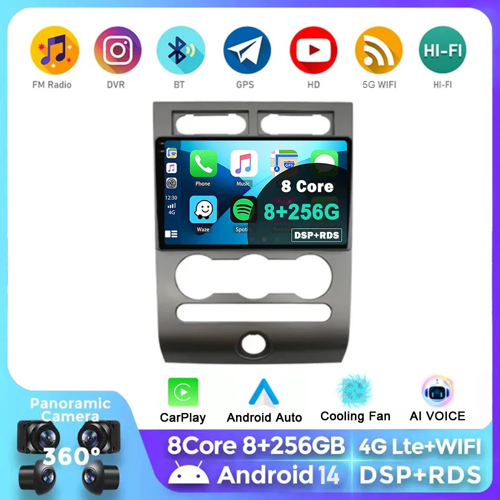 Android 14 WIFI+4G Stereo Car Radio Ford Expedition 3 U3242 U3542 U324 U354 2006 - 2017 Multimidia Video Player Auto CarPlay GPS