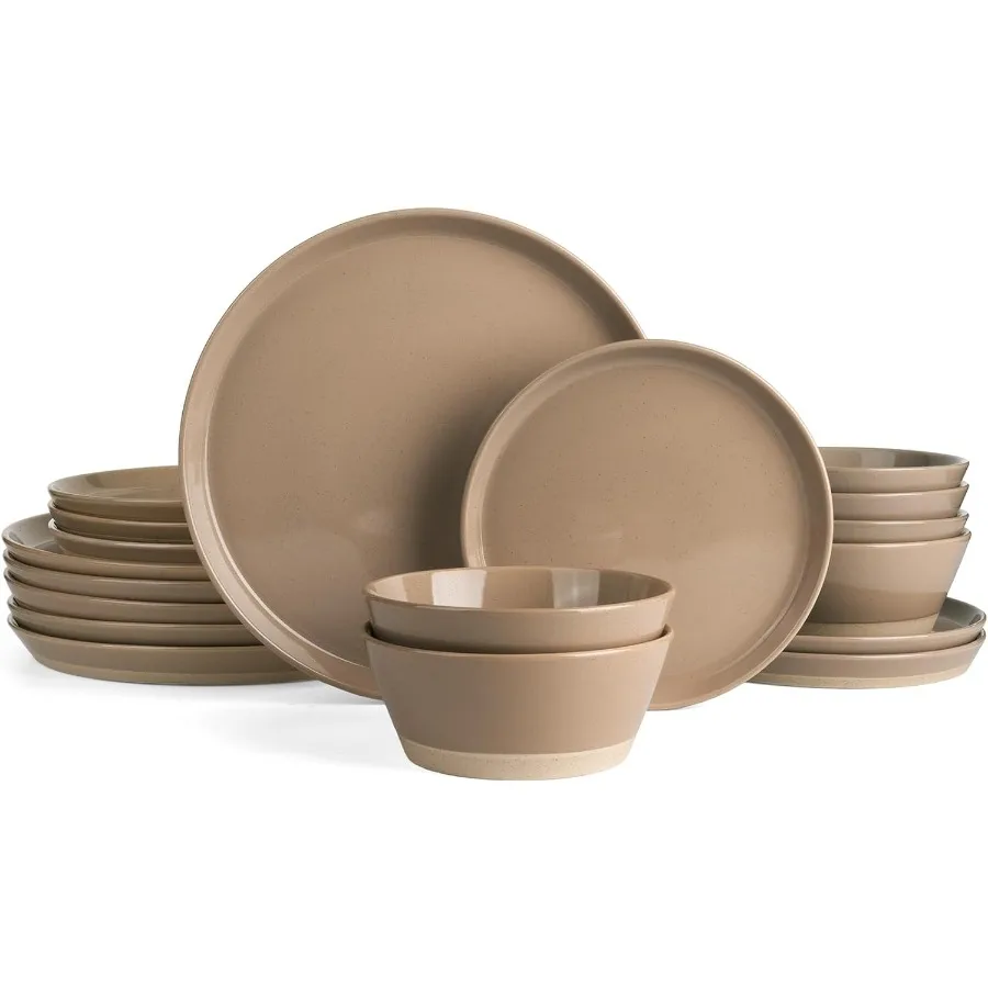 

Наборы столовой посуды Saturn в крапинку на 6 18-х предметных каменных тарелок и мисок. Набор посуды — устойчивая к сколам и царапинам микроволновая печь и