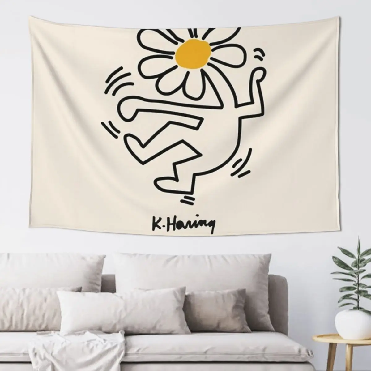 

Aesthetic "Haring Dancing" Tapestry Wallpapers Home Decor Room Decorations Aesthetic Room Decors Korean Room Decor Tapestry